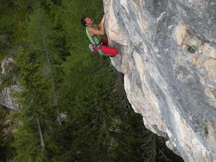 Rio Gere, Cortina - Massimo da Pozzo in arrampicata a Rio Gere