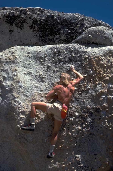 Tuolumne Meadows - Yosemite - John Bachar climbing Eliminator Center, c. 1980, Tuolumne Meadows, Yosemite
