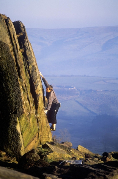 The Roaches, England - Gritstone bouldering at the Roaches.
