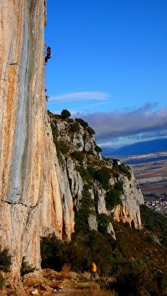 Etxauri, Spain - Josema Urrestarazu climbing Fuck the police 8c at Etxauri, Spain
