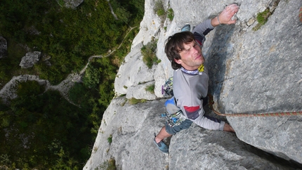 Etxauri, Spain - Luke Asier climbing Robasetas 6c at Etxauri, Spain
