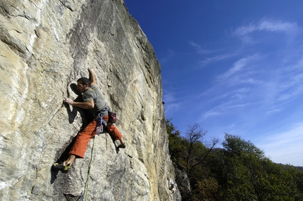 Monte Bracco, Monviso, Piedmont, Italy - Donato Lella climbing at Monte Bracco, Monviso, Piedmot
