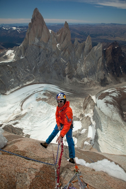 Cerro Torre - David Lama making the first free ascent of the Compressor Route, Cerro Torre, Patagonia 20-21 January 2012.