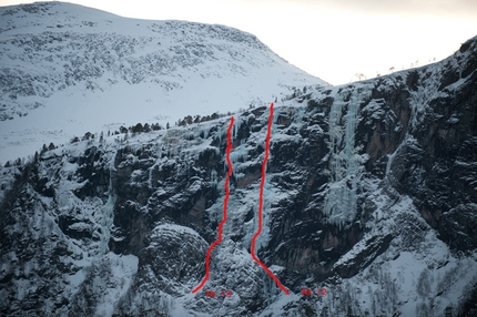 Norvegia 2012 - Eresfjord 12. Sea Gull Jonathan (WI6 250m, Papert, Seiwald, Milton 09/02/12) 13. Offshore (WI7 250m, Hauser, Senf, Astner 09/02/12)