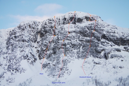 Nuove vie di drytooling nella catena montuosa Khibini in Russia.