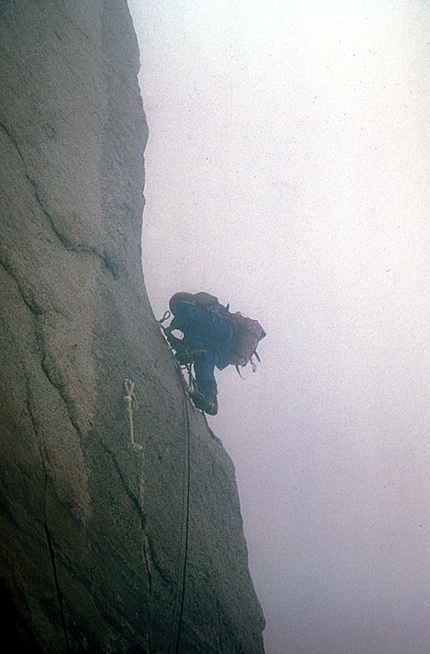 Jim Bridwell - Jim Bridwell climbing the Compressor route, Cerro Torre, Patagonia