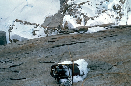 Jim Bridwell - Jim Bridwell climbing the Compressor route, Cerro Torre, Patagonia