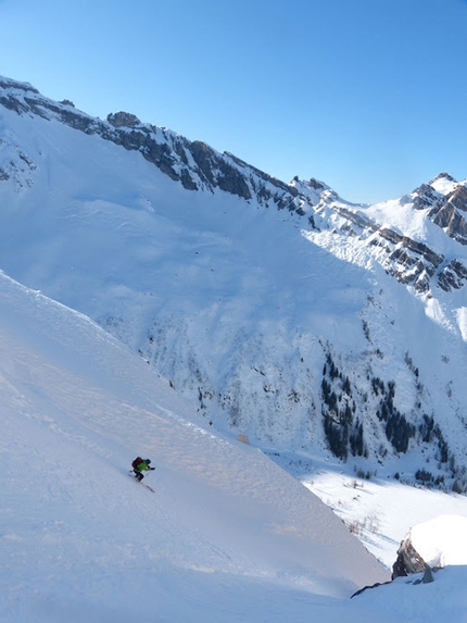 Sébastien de Sainte Marie - Wim Pasquier sulla spalla del Pointe d'Aufalle il 22.2.2012