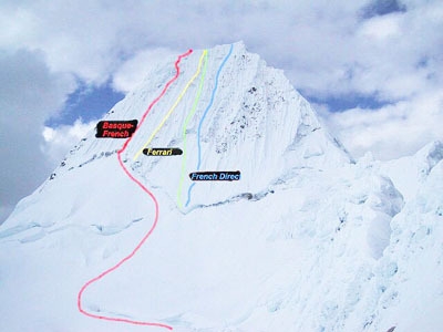Spedizione all'Alpamayo - Vie sull'Alpamayo.