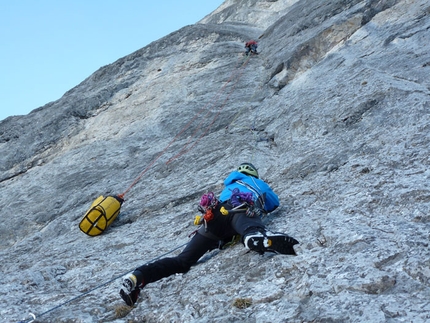 Presolana - Onl 2-3/03/2012 Maurizio Panseri, Daniele Natali and Alessandro Ceribelli carried out the first winter ascent of the via Direttissima up the Presolana North Face.