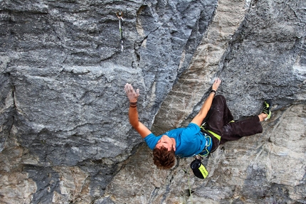 Pirmin Bertle climbing at Charmey, Switzerland