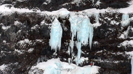 Iceland ice climbing aerial view