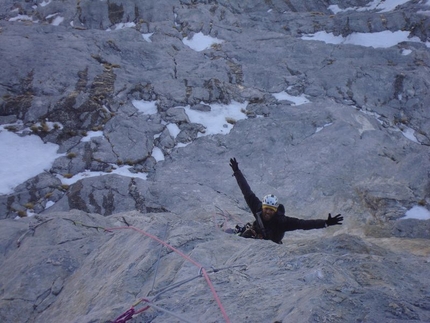 Gran Sasso - From 14 - 16/03/2012 Andrea Di Donato and Bertrand Lamaire carried out a winter ascent of Il nagual e la farfalla on the Gran Sasso.