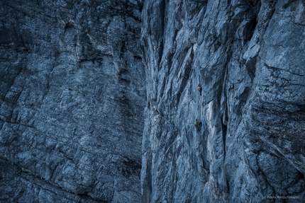 Sasha DiGiulian and Carlo Traversi climbing Magic Mushroom on the Eiger