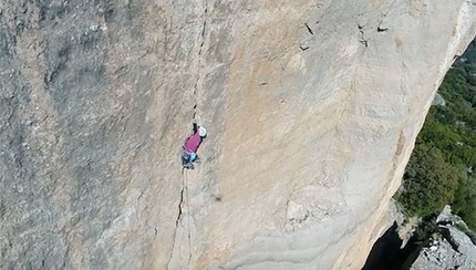 Crack climbing at Su Sussiu Ulassai in Sardinia