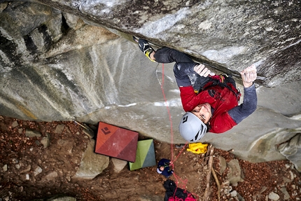 Jacopo Larcher climbing Tribe at Cadarese, Italy