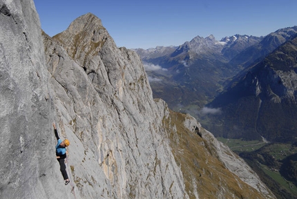 Herbstzeitlose first ascent by Ines Papert and Stephan Siegrist on Mittaghörnli, Switzerland