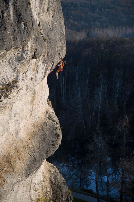 Seb Bouin at Saussois, the birthplace of French sport climbing