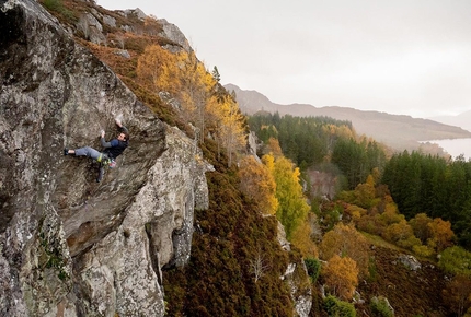 Robbie Phillips climbs What We Do In The Shadows at Duntelchaig in Scotland