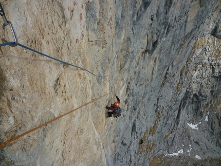 Andamento lento - Il 25-26/02/2012 Alessandro Baù e Enrico Geremia hanno effettuato la prima ripetizione, e prima invernale, della via Andamento Lento in Val Scura (Dolomiti).