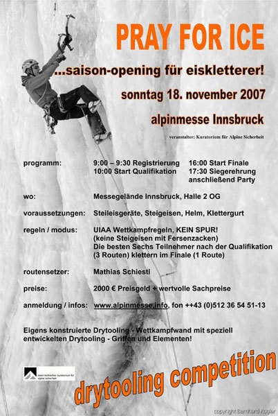 Pray for Ice climbing competition in Innsbruck