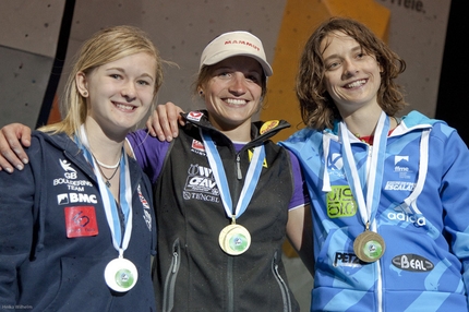 Bouldering World Cup 2012 - The fourth stage of the Bouldering World Cup 2012 in Innsbruck, Austria: Shauna Coxsey, Anna Stöhr, Melissa Le Neve