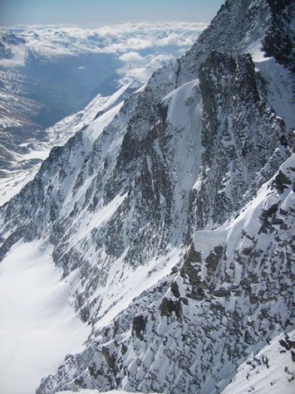 Grossglockner - Grossglockner: Mayerlrampe, the route seen from Glocknerwand