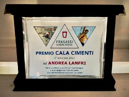 Andrea Lanfri, Erika Siffredi, Cala Cimenti Award - Il premio Cala Cimenti Award, assegnato a Andrea Lanfri