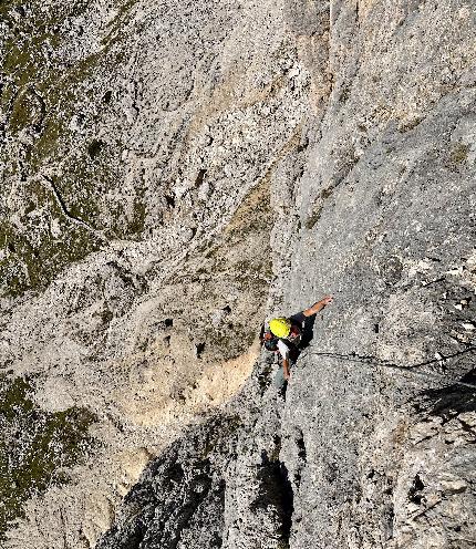 Valerio Giordano, Piccolo Lagazuoi, Dolomiti, Massimo da Pozzo, Giordano Riello, Perla Riello, Michele Titton - L'apertura della via 'Valerio Giordano' al Piccolo Lagazuoi, Dolomiti (Massimo da Pozzo, Giordano Riello, Perla Riello, Michele Titton 08/2023)