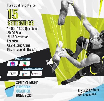 Roma Qualifica Olimpica Europea di Arrampicata Speed - Venerdì 15 settembre 2023 al Foro Italico di Roma si svolgerà la Qualifica Olimpica continentale Europea per la specialità Speed. In palio due pass per le Olimpiadi di Parigi 2024