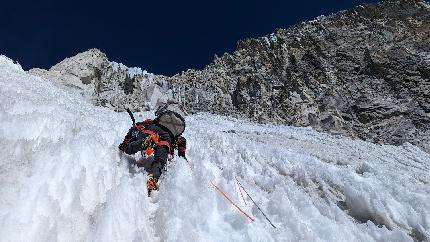 Ranrapalca, Peru - Iker Pou, Eneko Pou and Micher Quito climbing the NW Face of Ranrapalca, Cordillera Blanca, Peru, August 2023