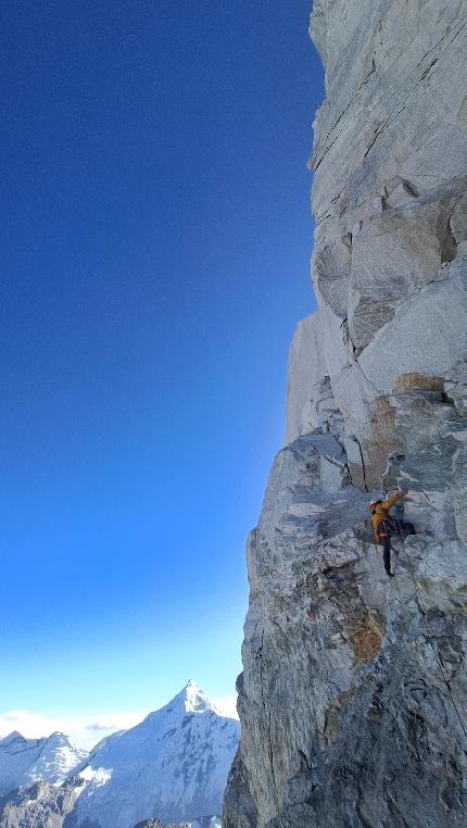 Ranrapalca, Peru - Iker Pou, Eneko Pou and Micher Quito climbing the NW Face of Ranrapalca, Cordillera Blanca, Peru, August 2023