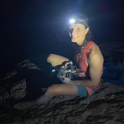 Anak Verhoeven, Rodellar, Spain - Anak Verhoeven after having climbed 'Cosi se Arete' (9a) at night at Rodellar in Spain