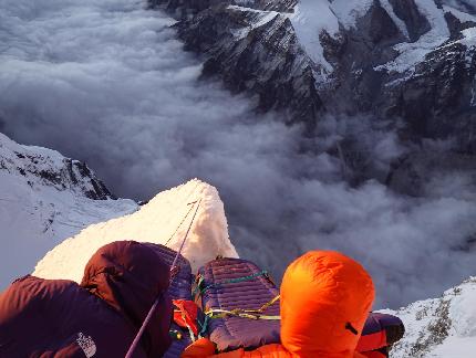 Jannu, Nepal, Himalaya, Matt Cornell, Alan Rousseau, Jackson Marvell - Matt Cornell, Alan Rousseau and Jackson Marvell making the alpine style first ascent of  'Round Trip Ticket' on the north face of Jannu in Nepal (7-13/10/2023)