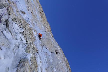 Jannu, Nepal, Himalaya, Matt Cornell, Alan Rousseau, Jackson Marvell - Matt Cornell, Alan Rousseau and Jackson Marvell making the alpine style first ascent of  'Round Trip Ticket' on the north face of Jannu in Nepal (7-13/10/2023)