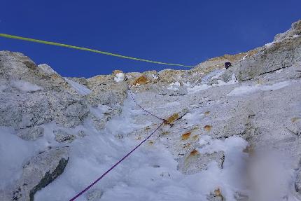 Jannu, Nepal, Himalaya, Matt Cornell, Alan Rousseau, Jackson Marvell - Matt Cornell, Alan Rousseau and Jackson Marvell making the alpine style first ascent of  'Round Trip Ticket' on the north face of Jannu in Nepal (7-13/10/2023)