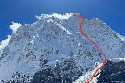 Jannu, Nepal, Himalaya, Matt Cornell, Alan Rousseau, Jackson Marvell - Matt Cornell, Alan Rousseau and Jackson Marvell making the alpine style first ascent of  'Round Trip Ticket' on the north face of Jannu in Nepal (7-13/10/2023)