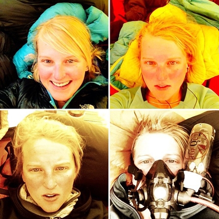 Emily Harrington - Four times Emily Harrington: Everest Base Camp, Camp 2, Camp 3 and Camp 4.