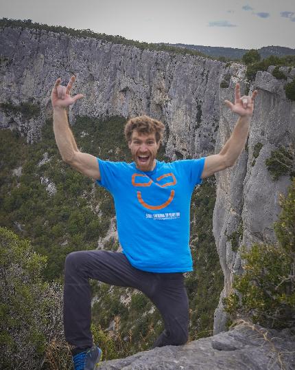 Siebe Vanhee Verdon - Siebe Vanhee after his rope-solo ascent of 'Take it or Leave it' in the Verdon Gorge