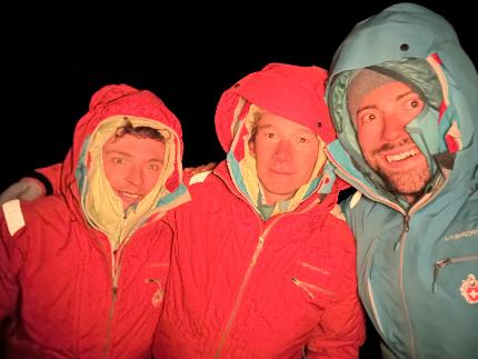 Flat Top India, Hugo Béguin, Matthias Gribi, Nathan Monard - Matthias Gribi, Hugo Béguin and Nathan Monard on the summit of Flat Top, Kishtwar, India, on 6/10/2023 after the alpine style first ascent of 'Tomorrow is another day'