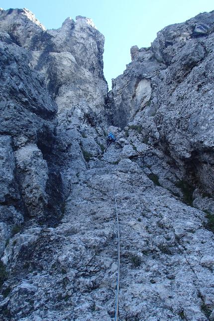 Quando torni?, Torre Cecilia, Grignetta - Il primo tiro di 'Quando torni?' alla Torre Cecilia in Grignetta (Giorgio Goggi, Francesco Graffagnino, Giovanni Paleari  24/9/2023)