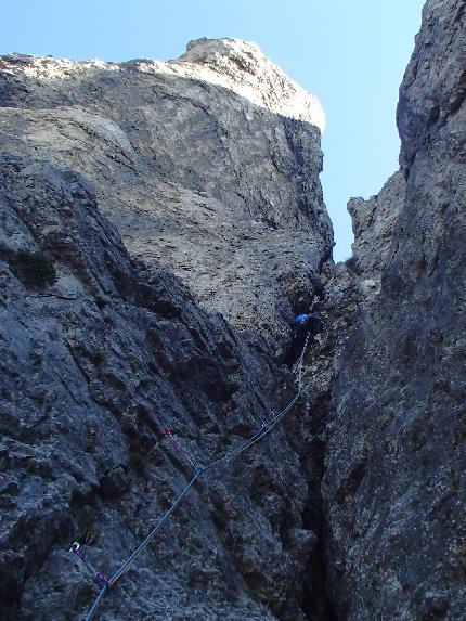 Quando torni?, Torre Cecilia, Grignetta - Il secondo tiro di 'Quando torni?' alla Torre Cecilia in Grignetta (Giorgio Goggi, Francesco Graffagnino, Giovanni Paleari  24/9/2023)