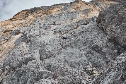 Oltre il Diau, Antelao, Dolomites, Martin Dejori, Titus Prinoth, Alex Walpoth - The first ascent of 'Oltre il Diau' on Mt. Antelao in the Dolomites (Martin Dejori, Titus Prinoth, Alex Walpoth 04-07/10/2023)