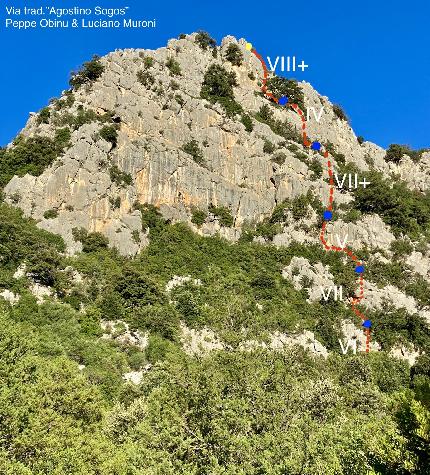 Agostino Sogos, Monte Oddeu, Sardegna, Giuseppe Obinu, Luciano Muroni - L'apertura di 'Agostino Sogos' al Sas Palas de su Puntale (Monte Oddeu, Sardegna), di Giuseppe Obinu e Luciano Muroni