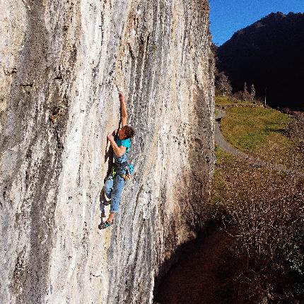 Madonna della Rota - Luca Lancellotti climbing 'Coccinella' at Madonna della Rota