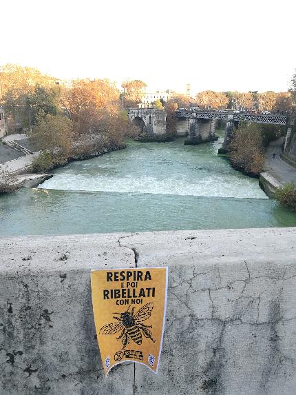 Extinction Rebellion - Extinction Rebellion a Roma: le acque del Tevere intorno all'isola Tiberiana sono state tinte di verde