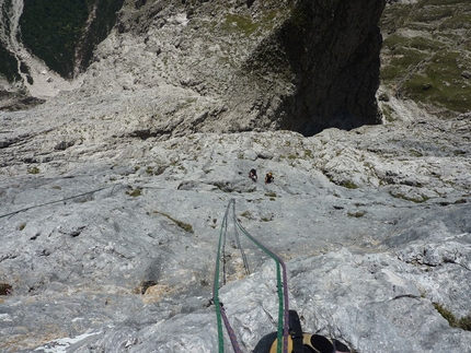 Sass Maor, Pale di San Martino, Dolomiti - Sulla via Scherzi d'Estate, parete Sud Est Sass Maor