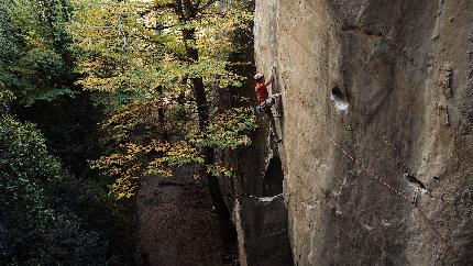 James Pearson, Bon Voyage, Annot, France - James Pearson climbing his Bon Voyage at Annot in France, February 2023. 