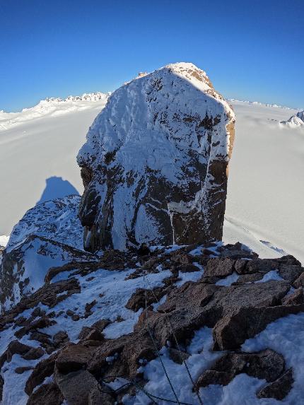 Cerro Nora Oeste, Patagonia, Paolo Marazzi, Luca Schiera - Paolo Marazzi and Luca Schiera making the first ascent of Cerro Nora Oeste in Patagonia