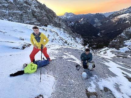 Archi del Vento, Monte Duranno, Friuli Dolomites, Mirco Grasso, Francesco Rigon, Luca Vallata - The first ascent of 'Archi del Vento' on Naso del Monte Duranno in the Friuli Dolomites (Mirco Grasso, Francesco Rigon, Luca Vallata 24/12/2024)